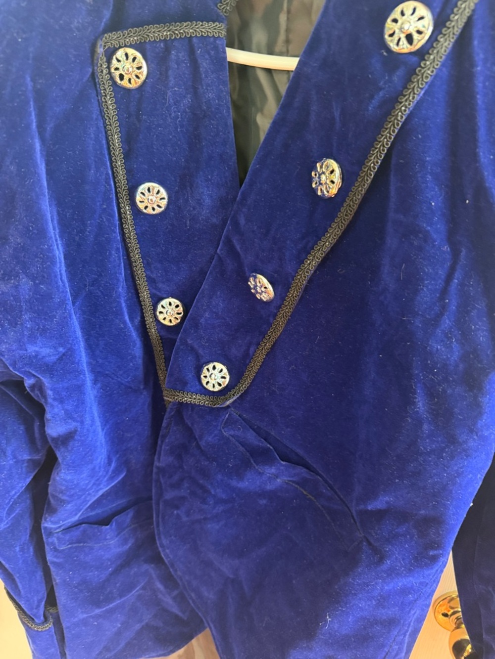 Royal Blue Velvet Military-Style Blazer Jacket - Picture 4 of 4